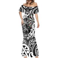 Personalised New Zealand Darts Mermaid Dress Aotearoa Maori Its In My DNA Black LT14 - Polynesian Pride