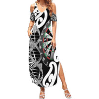 Personalised New Zealand Darts Summer Maxi Dress Aotearoa Maori Its In My DNA Black LT14 Women Black - Polynesian Pride
