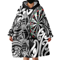Personalised New Zealand Darts Wearable Blanket Hoodie Aotearoa Maori Its In My DNA Black LT14 - Polynesian Pride