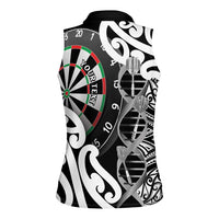 Personalised New Zealand Darts Women Sleeveless Polo Shirt Aotearoa Maori Its In My DNA Black LT14 - Polynesian Pride