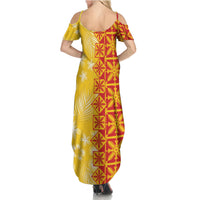 Kahili Quilt Hawaii Family Matching Summer Maxi Dress and Hawaiian Shirt Tropical Flower Seamless Half Style LT14 - Polynesian Pride