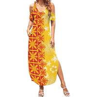 Kahili Quilt Hawaii Summer Maxi Dress Tropical Flower Seamless Half Style