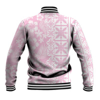 Pastel Pink Kahili Quilt Hawaii Baseball Jacket Tropical Flower Seamless Half Style