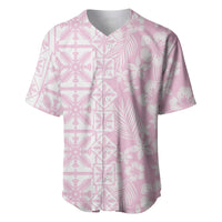 Pastel Pink Kahili Quilt Hawaii Baseball Jersey Tropical Flower Seamless Half Style LT14 Pink - Polynesian Pride