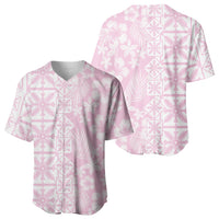 Pastel Pink Kahili Quilt Hawaii Baseball Jersey Tropical Flower Seamless Half Style LT14 - Polynesian Pride