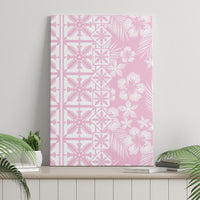 Pastel Pink Kahili Quilt Hawaii Canvas Wall Art Tropical Flower Seamless Half Style LT14 - Polynesian Pride