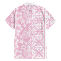 Pastel Pink Kahili Quilt Hawaii Family Matching Long Sleeve Bodycon Dress and Hawaiian Shirt Tropical Flower Seamless Half Style LT14 - Polynesian Pride