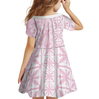 Pastel Pink Kahili Quilt Hawaii Family Matching Off The Shoulder Long Sleeve Dress and Hawaiian Shirt Tropical Flower Seamless Half Style LT14 - Polynesian Pride