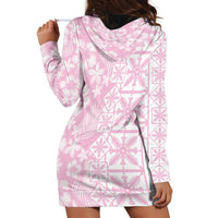 Pastel Pink Kahili Quilt Hawaii Hoodie Dress Tropical Flower Seamless Half Style
