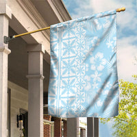 Pastel Blue Kahili Quilt Hawaii Garden Flag Tropical Flower Seamless Half Style