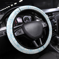 Pastel Blue Kahili Quilt Hawaii Steering Wheel Cover Tropical Flower Seamless Half Style