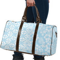 Pastel Blue Kahili Quilt Hawaii Travel Bag Tropical Flower Seamless Half Style