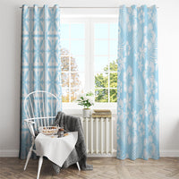 Pastel Blue Kahili Quilt Hawaii Window Curtain Tropical Flower Seamless Half Style