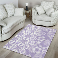 Pastel Purple Kahili Quilt Hawaii Area Rug Tropical Flower Seamless Half Style