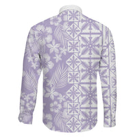 Pastel Purple Kahili Quilt Hawaii Family Matching Long Sleeve Bodycon Dress and Hawaiian Shirt Tropical Flower Seamless Half Style LT14 - Polynesian Pride