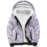 Pastel Purple Kahili Quilt Hawaii Sherpa Hoodie Tropical Flower Seamless Half Style