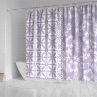 Pastel Purple Kahili Quilt Hawaii Shower Curtain Tropical Flower Seamless Half Style