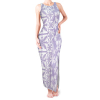 Pastel Purple Kahili Quilt Hawaii Tank Maxi Dress Tropical Flower Seamless Half Style
