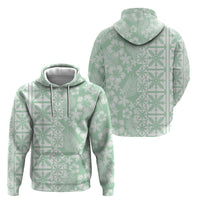 Pastel Green Kahili Quilt Hawaii Hoodie Tropical Flower Seamless Half Style