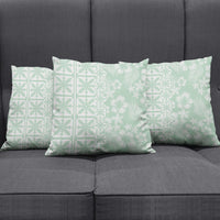 Pastel Green Kahili Quilt Hawaii Pillow Cover Tropical Flower Seamless Half Style