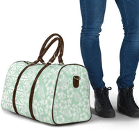 Pastel Green Kahili Quilt Hawaii Travel Bag Tropical Flower Seamless Half Style