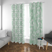 Pastel Green Kahili Quilt Hawaii Window Curtain Tropical Flower Seamless Half Style LT14 With Grommets Green - Polynesian Pride