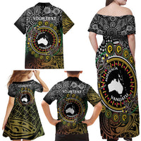 Personalised Australia And Vanuatu Family Matching Off Shoulder Maxi Dress and Hawaiian Shirt Aboriginal Lizard Polynesia Ni-Van Pig Tusk LT14 - Polynesian Pride