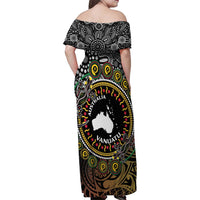 Personalised Australia And Vanuatu Family Matching Off Shoulder Maxi Dress and Hawaiian Shirt Aboriginal Lizard Polynesia Ni-Van Pig Tusk LT14 - Polynesian Pride