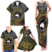 Personalised Australia And Vanuatu Family Matching Tank Maxi Dress and Hawaiian Shirt Aboriginal Lizard Polynesia Ni-Van Pig Tusk LT14 - Polynesian Pride