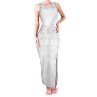 Tokelau White Sunday Family Matching Tank Maxi Dress and Hawaiian Shirt Polynesian Pattern Gardenia Thunbergia LT14 Mom's Dress White - Polynesian Pride