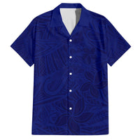 Blue Polynesia Family Matching Off The Shoulder Long Sleeve Dress and Hawaiian Shirt Polynesian Pattern Mix Plumeria LT14 Dad's Shirt - Short Sleeve Blue - Polynesian Pride