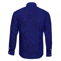 Blue Polynesia Family Matching Off The Shoulder Long Sleeve Dress and Hawaiian Shirt Polynesian Pattern Mix Plumeria LT14 - Polynesian Pride