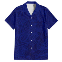 Blue Polynesia Family Matching Summer Maxi Dress and Hawaiian Shirt Polynesian Pattern Mix Plumeria
