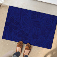 Blue Polynesia Rubber Doormat Polynesian Pattern Mix Plumeria