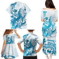 Blue Hawaii Humpback Whale Family Matching Puletasi and Hawaiian Shirt Polynesian Tribal Ocean Vibes LT14 - Polynesian Pride