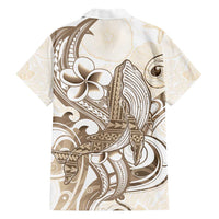 Brown Hawaii Humpback Whale Family Matching Short Sleeve Bodycon Dress and Hawaiian Shirt Polynesian Tribal Ocean Vibes