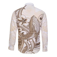 Brown Hawaii Humpback Whale Long Sleeve Button Shirt Polynesian Tribal Ocean Vibes