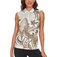 Brown Hawaii Humpback Whale Women Sleeveless Polo Shirt Polynesian Tribal Ocean Vibes LT14 - Polynesian Pride
