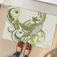Lime Green Hawaii Rubber Doormat Humpback Whale Tattoo Polynesian Tribal Ocean Vibes