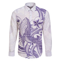 Purple Hawaii Family Matching Off Shoulder Maxi Dress and Hawaiian Shirt Humpback Whale Tattoo Polynesian Tribal Ocean Vibes LT14 Dad's Shirt - Long Sleeve Purple - Polynesian Pride
