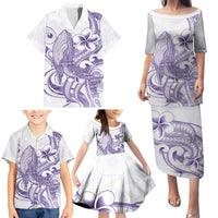 Purple Hawaii Family Matching Puletasi and Hawaiian Shirt Humpback Whale Tattoo Polynesian Tribal Ocean Vibes LT14 - Polynesian Pride