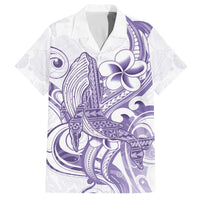 Purple Hawaii Family Matching Puletasi and Hawaiian Shirt Humpback Whale Tattoo Polynesian Tribal Ocean Vibes LT14 Dad's Shirt - Short Sleeve Purple - Polynesian Pride