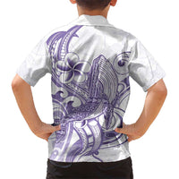 Purple Hawaii Kid Hawaiian Shirt Humpback Whale Tattoo Polynesian Tribal Ocean Vibes LT14 - Polynesian Pride