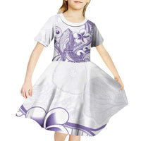 Purple Hawaii Kid Short Sleeve Dress Humpback Whale Tattoo Polynesian Tribal Ocean Vibes LT14 - Polynesian Pride