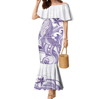 Purple Hawaii Mermaid Dress Humpback Whale Tattoo Polynesian Tribal Ocean Vibes LT14 Women Purple - Polynesian Pride