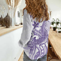 Purple Hawaii Women Casual Shirt Humpback Whale Tattoo Polynesian Tribal Ocean Vibes LT14 - Polynesian Pride