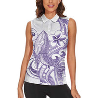 Purple Hawaii Women Sleeveless Polo Shirt Humpback Whale Tattoo Polynesian Tribal Ocean Vibes LT14 - Polynesian Pride