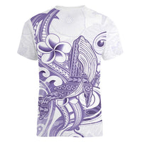 Purple Hawaii Women V-Neck T-Shirt Humpback Whale Tattoo Polynesian Tribal Ocean Vibes LT14 - Polynesian Pride