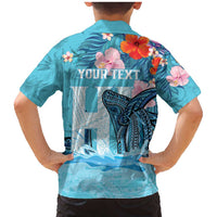 Personalised Hawaii Family Matching Mermaid Dress and Hawaiian Shirt Humpback Whale Tattoo With Tropical Flowers LT14 - Polynesian Pride