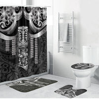 Tiki Drum Hawaii Bathroom Set Hawaiian Kakau Tattoo Style LT14 Bathroom Set (4 pcs) Black - Polynesian Pride